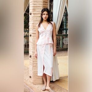 CIAO LUCIA KORA SATIN EMBROIDERED MIDI WRAP SKIRT IN BALLET SIZE 4/S *NWT*